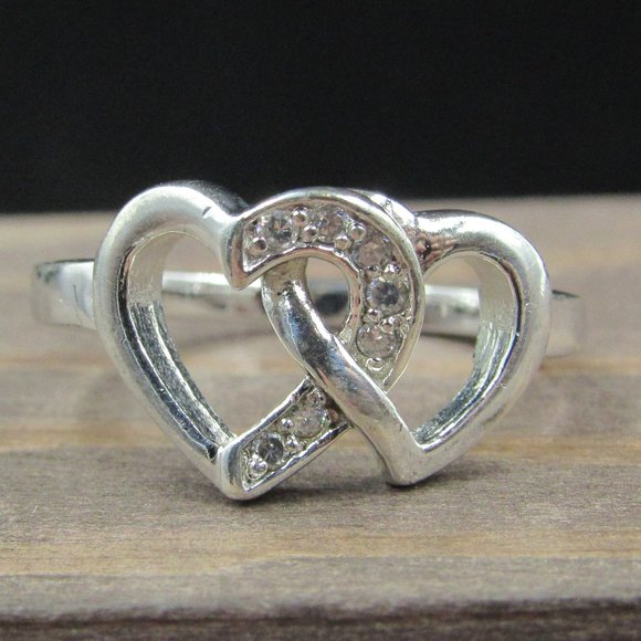 Jewelry - Size 7 Sterling Silver Double Cubic Zirconia Ring